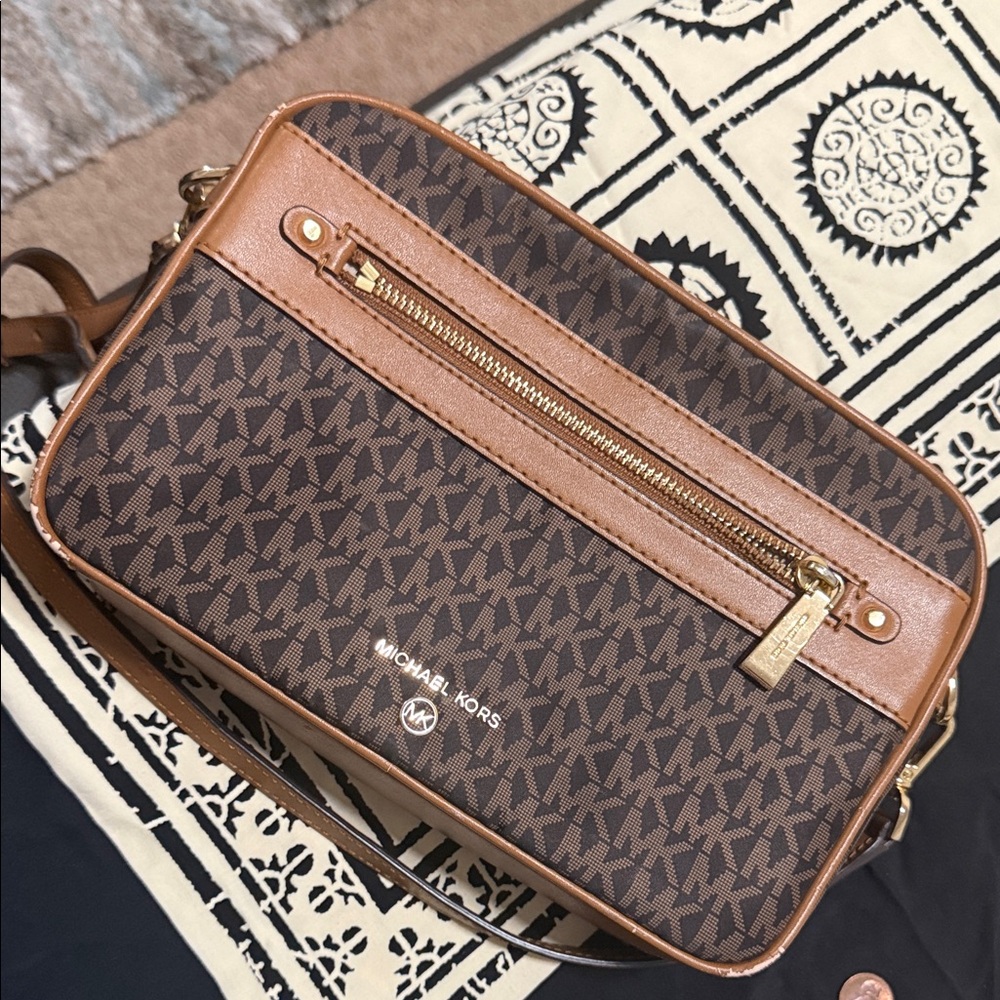 Michael Kors Brown and Tan Messenger Bag